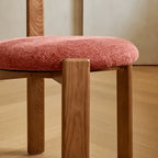 Vintage Wood Dining Chair Series With Curved Ash Frame and Chenille Upholstery