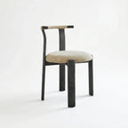 Vintage Wood Dining Chair Series With Curved Ash Frame and Chenille Upholstery