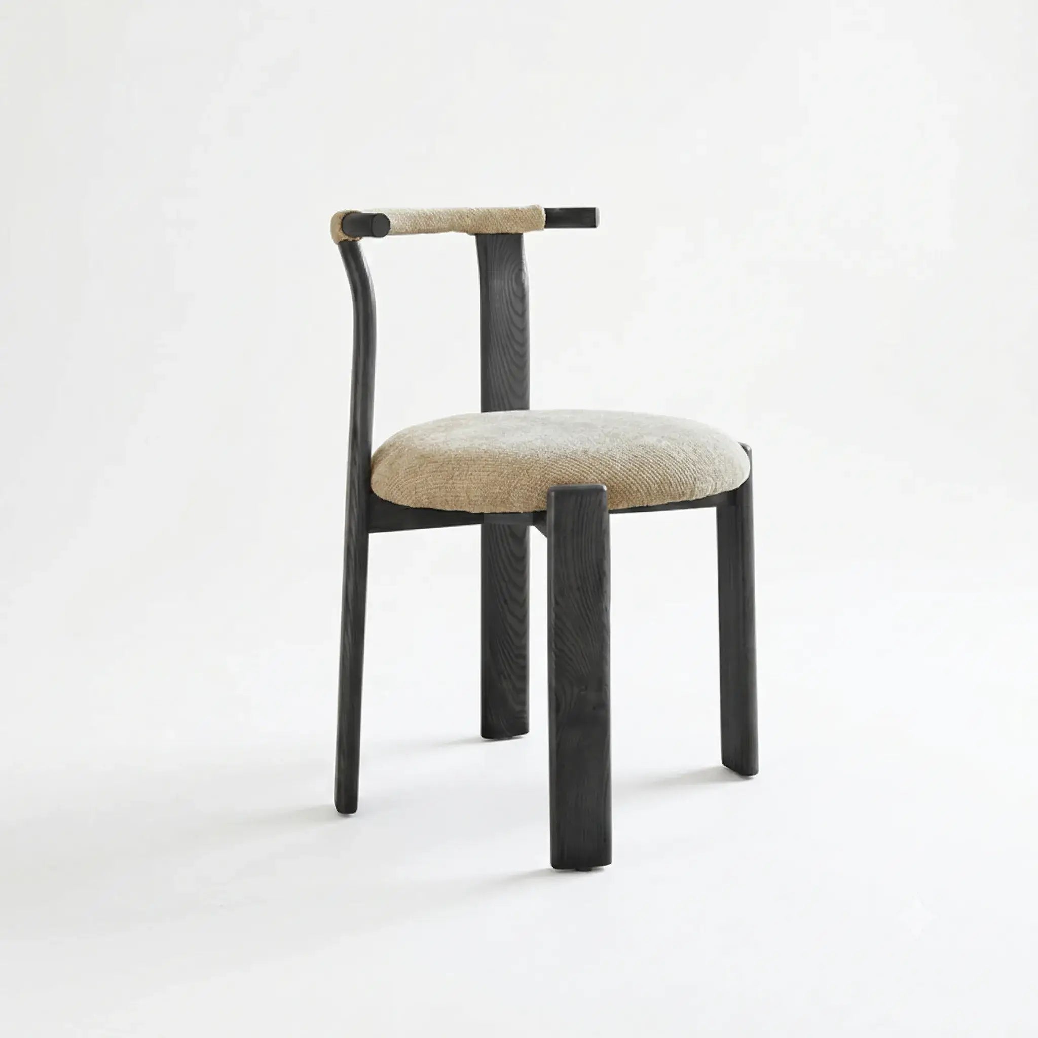 Vintage Wood Dining Chair Series With Curved Ash Frame and Chenille Upholstery