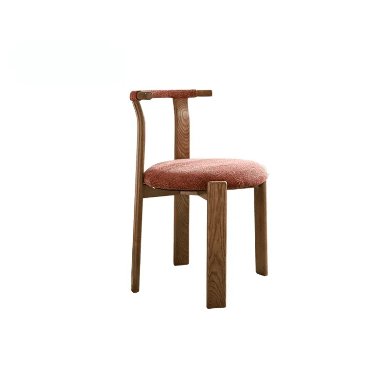 Vintage Wood Dining Chair Series With Curved Ash Frame and Chenille Upholstery
