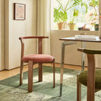 Vintage Wood Dining Chair Series With Curved Ash Frame and Chenille Upholstery Main Product Image