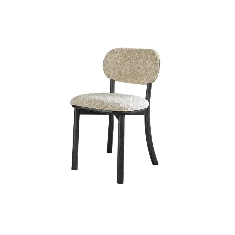 Vintage Wood Dining Chair Series With Curved Back, Textured Fabric, Mid-Century Style