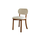 Vintage Wood Dining Chair Series With Curved Back, Textured Fabric, Mid-Century Style