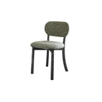 Vintage Wood Dining Chair Series With Curved Back, Textured Fabric, Mid-Century Style