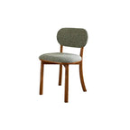 Vintage Wood Dining Chair Series With Curved Back, Textured Fabric, Mid-Century Style