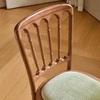 Vintage Wood Dining Chair Series with French Curved Frame and Upholstered Seat