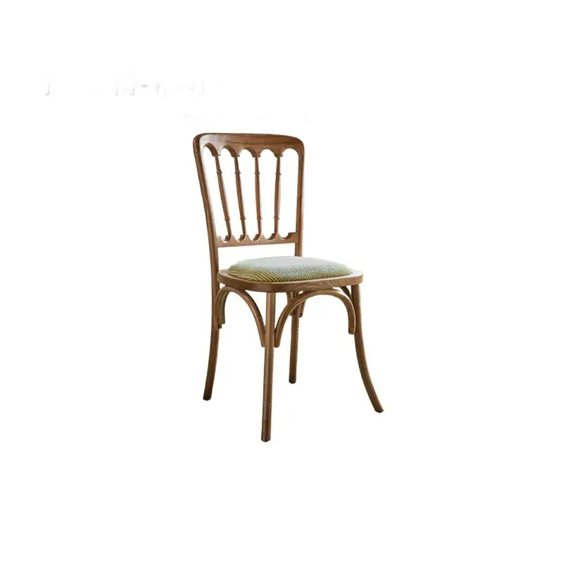 Vintage Wood Dining Chair Series with French Curved Frame and Upholstered Seat