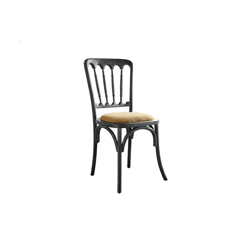 Vintage Wood Dining Chair Series with French Curved Frame and Upholstered Seat