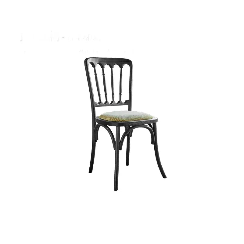 Vintage Wood Dining Chair Series with French Curved Frame and Upholstered Seat