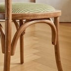 Vintage Wood Dining Chair Series with French Curved Frame and Upholstered Seat