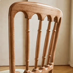 Vintage Wood Dining Chair Series with French Curved Frame and Upholstered Seat