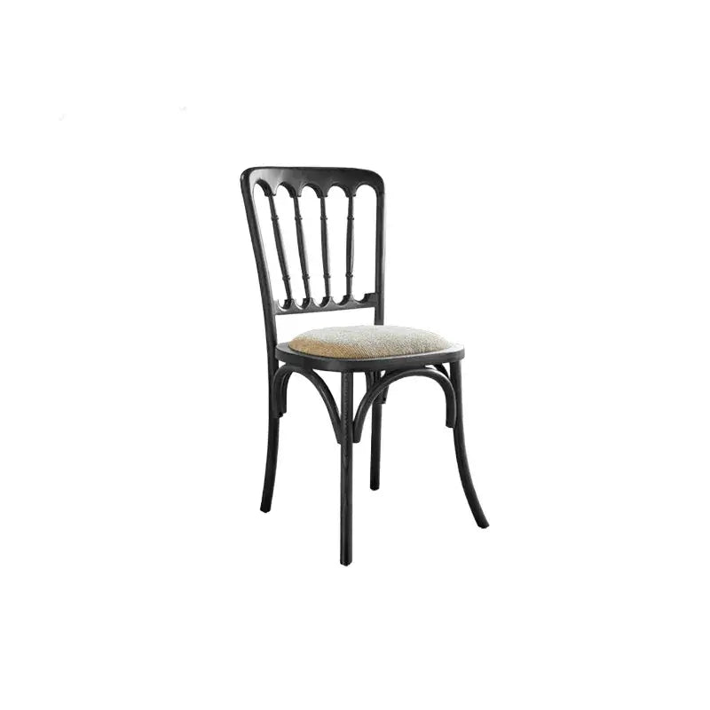 Vintage Wood Dining Chair Series with French Curved Frame and Upholstered Seat