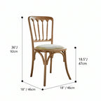 Vintage Wood Dining Chair Series with French Curved Frame and Upholstered Seat Dimensions