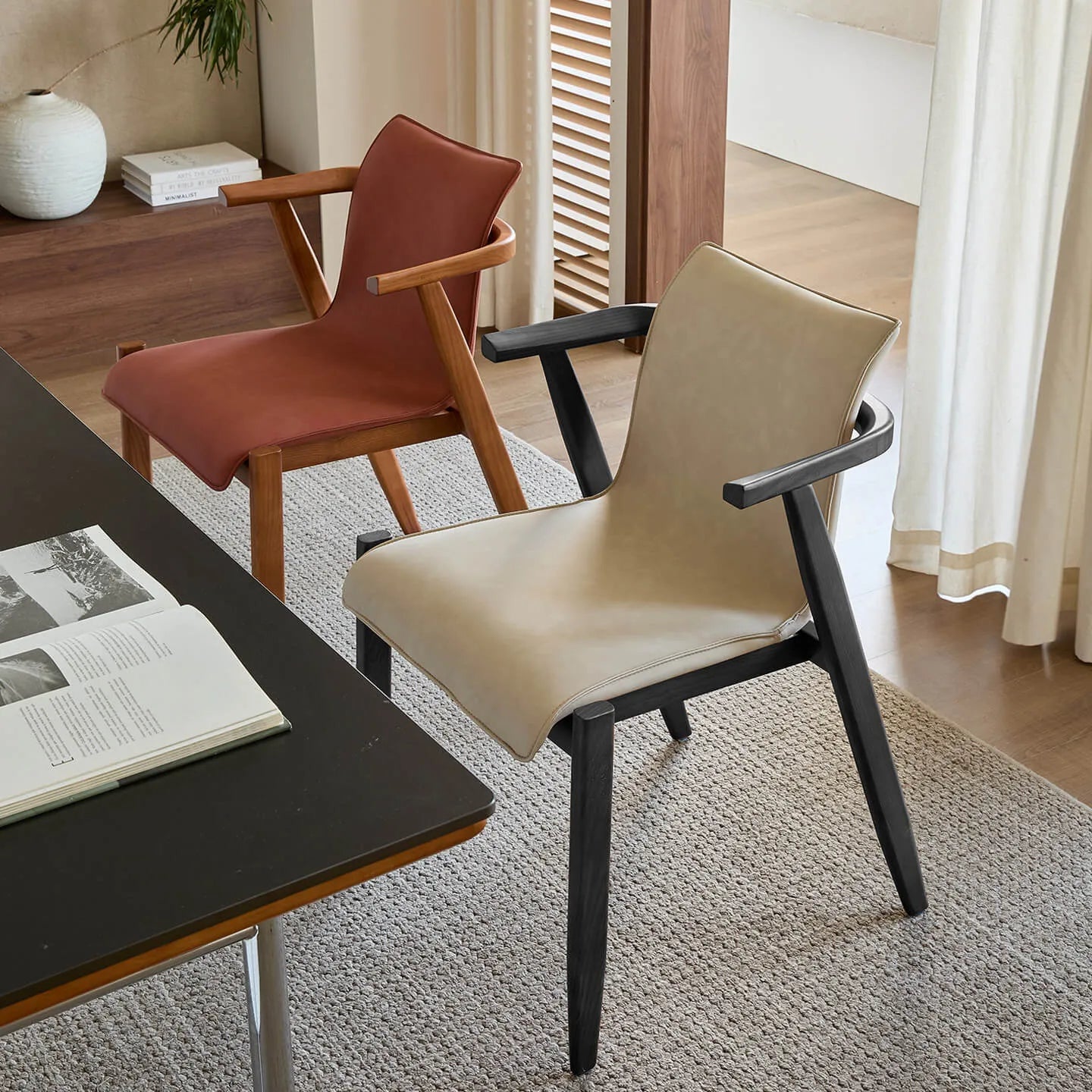 Vintage Wood Dining Chair Series with Hanging Arms, Stackable Comfort