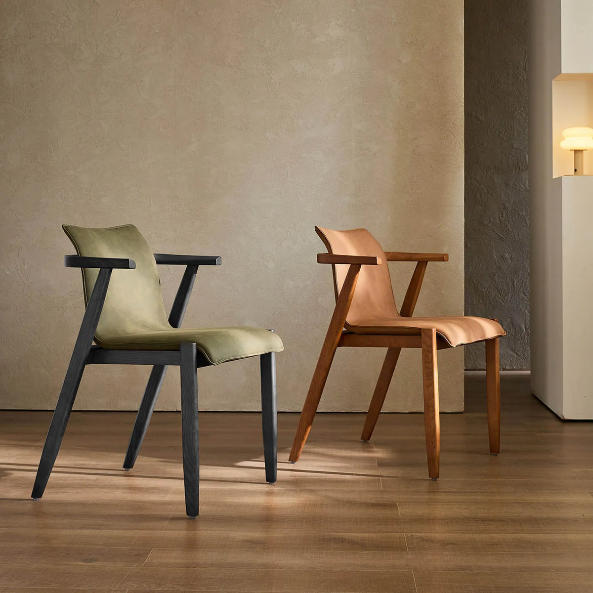 Vintage Wood Dining Chair Series with Hanging Arms, Stackable 