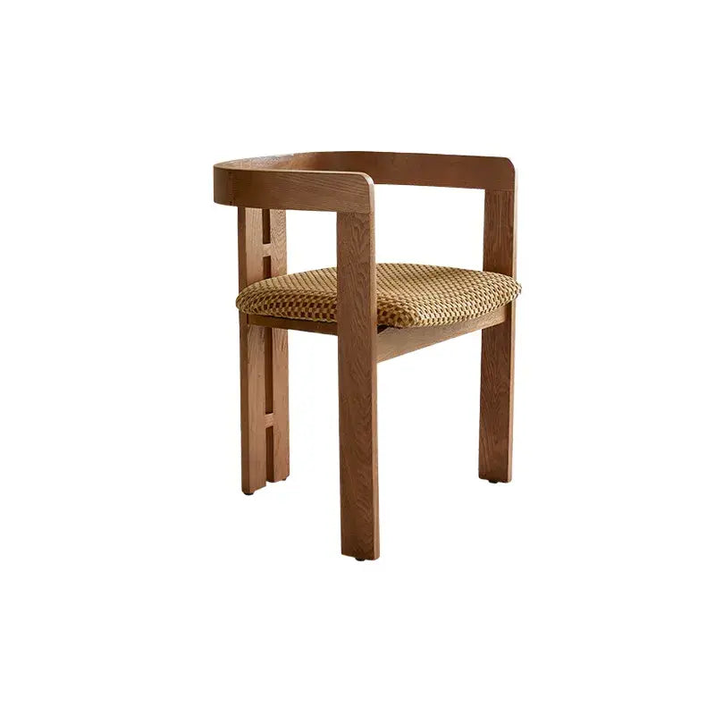 Vintage Wood Dining Chair Series with Sculpted Ash Frame and Plush Textured Seat