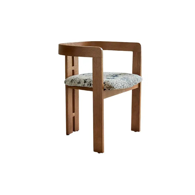 Vintage Wood Dining Chair Series with Sculpted Ash Frame and Plush Textured Seat