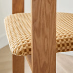 Vintage Wood Dining Chair Series with Sculpted Ash Frame and Plush Textured Seat