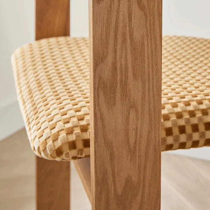 Vintage Wood Dining Chair Series with Sculpted Ash Frame and Plush Textured Seat