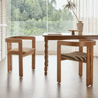 Vintage Wood Dining Chair Series with Sculpted Ash Frame and Plush Textured Seat
