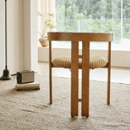 Vintage Wood Dining Chair Series with Sculpted Ash Frame and Plush Textured Seat