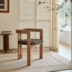 Vintage Wood Dining Chair Series with Sculpted Ash Frame and Plush Textured Seat