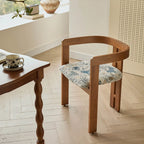 Vintage Wood Dining Chair Series with Sculpted Ash Frame and Plush Textured Seat