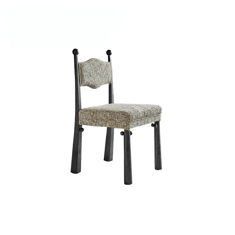 Vintage Wood Dining Chair Series With Turned Ash Legs and Patterned Upholstery