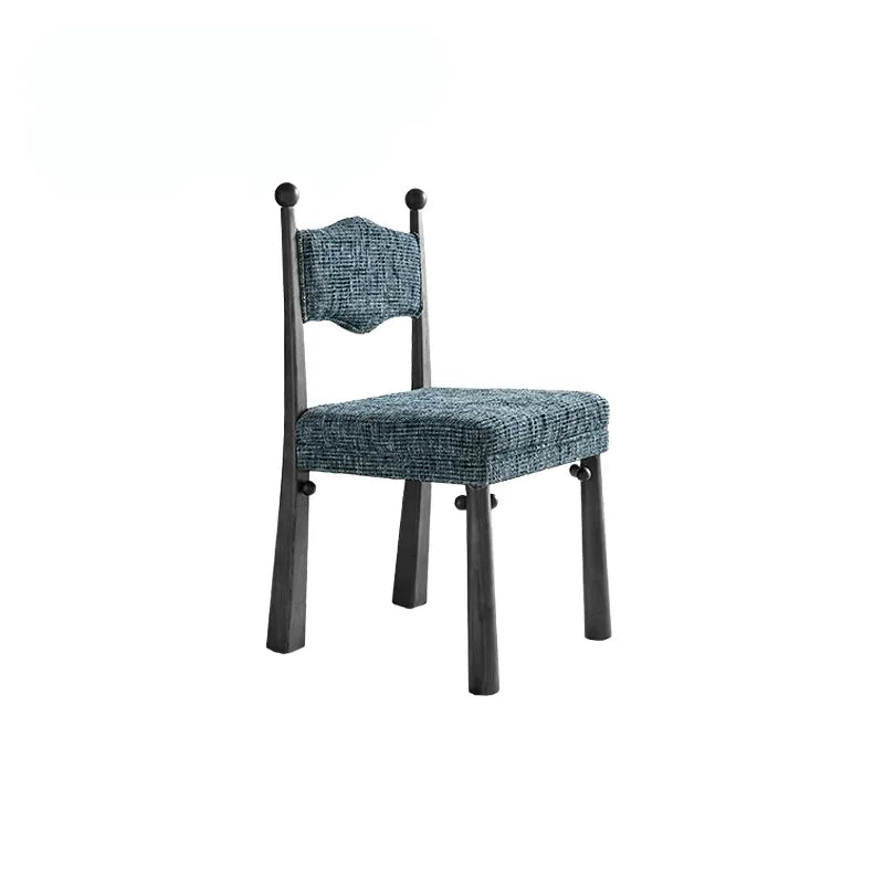 Vintage Wood Dining Chair Series With Turned Ash Legs and Patterned Upholstery