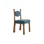 Vintage Wood Dining Chair Series With Turned Ash Legs and Patterned Upholstery