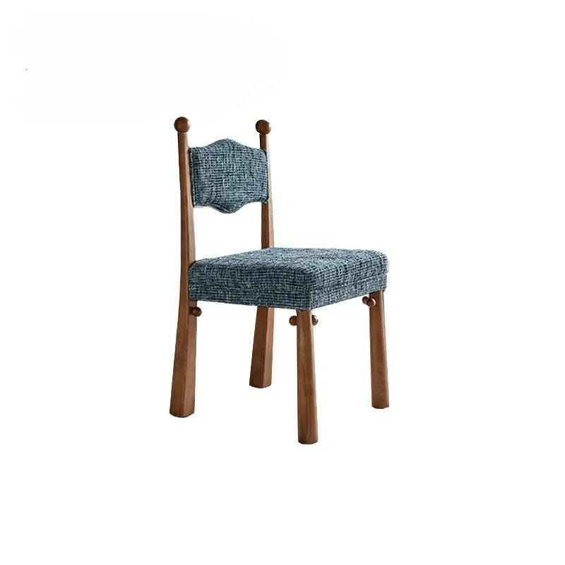 Vintage Wood Dining Chair Series With Turned Ash Legs and Patterned Upholstery