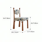 Vintage Wood Dining Chair Series With Turned Ash Legs and Patterned Upholstery Dimensions