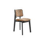 Vintage Wood Dining Chair With French Retro Ash Frame And Chenille Back
