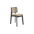 Vintage Wood Dining Chair With French Retro Ash Frame And Chenille Back