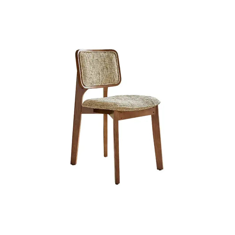 Vintage Wood Dining Chair With French Retro Ash Frame And Chenille Back