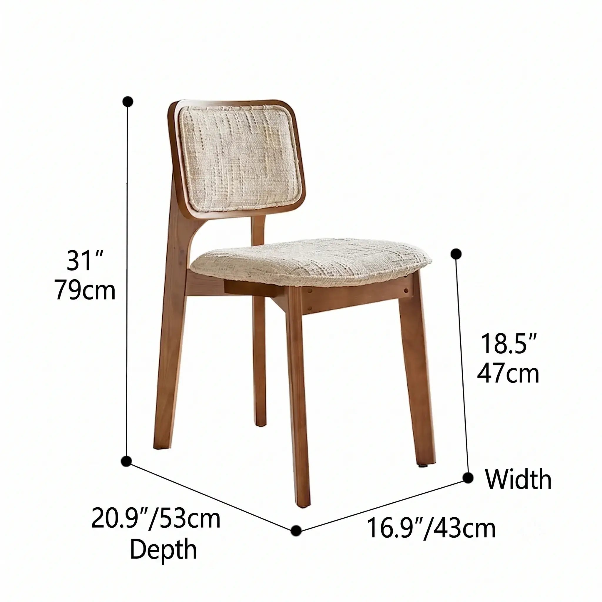 Vintage Wood Dining Chair With French Retro Ash Frame And Chenille Back Dimensions