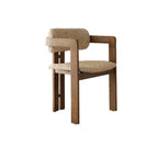 Vintage Wood Dining Chair With Hand-Finished Ash Frame and Textured Upholstery