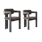 Vintage Wood Dining Chair With Hand-Finished Ash Frame and Textured Upholstery