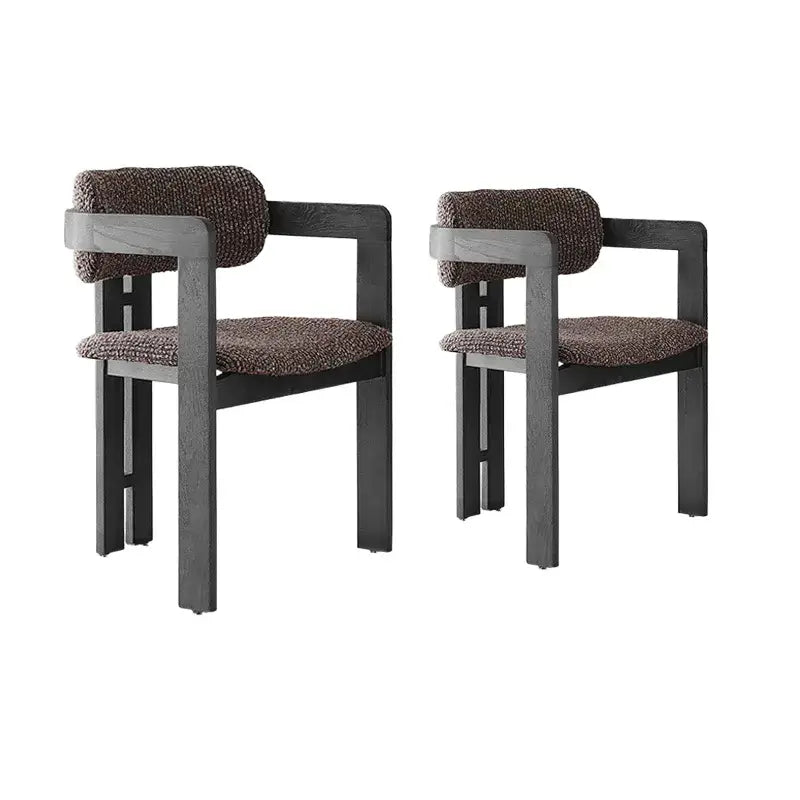 Vintage Wood Dining Chair With Hand-Finished Ash Frame and Textured Upholstery