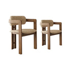 Vintage Wood Dining Chair With Hand-Finished Ash Frame and Textured Upholstery