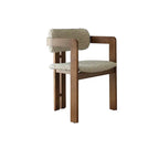Vintage Wood Dining Chair With Hand-Finished Ash Frame and Textured Upholstery