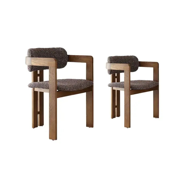 Vintage Wood Dining Chair With Hand-Finished Ash Frame and Textured Upholstery