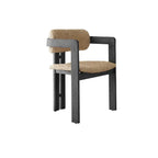 Vintage Wood Dining Chair With Hand-Finished Ash Frame and Textured Upholstery