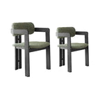 Vintage Wood Dining Chair With Hand-Finished Ash Frame and Textured Upholstery