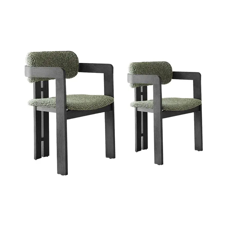 Vintage Wood Dining Chair With Hand-Finished Ash Frame and Textured Upholstery