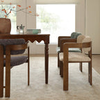 Vintage Wood Dining Chair With Hand-Finished Ash Frame and Textured Upholstery