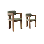 Vintage Wood Dining Chair With Hand-Finished Ash Frame and Textured Upholstery