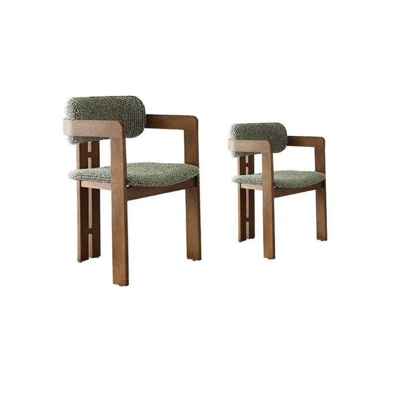 Vintage Wood Dining Chair With Hand-Finished Ash Frame and Textured Upholstery