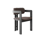 Vintage Wood Dining Chair With Hand-Finished Ash Frame and Textured Upholstery