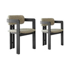 Vintage Wood Dining Chair With Hand-Finished Ash Frame and Textured Upholstery